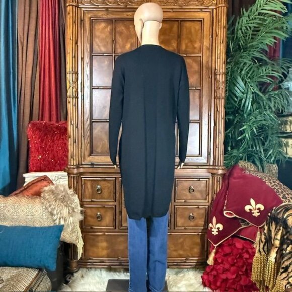 Marla Wynne Black Ribbed Inserts High Side Slits Cardigan - Picture 6 of 15